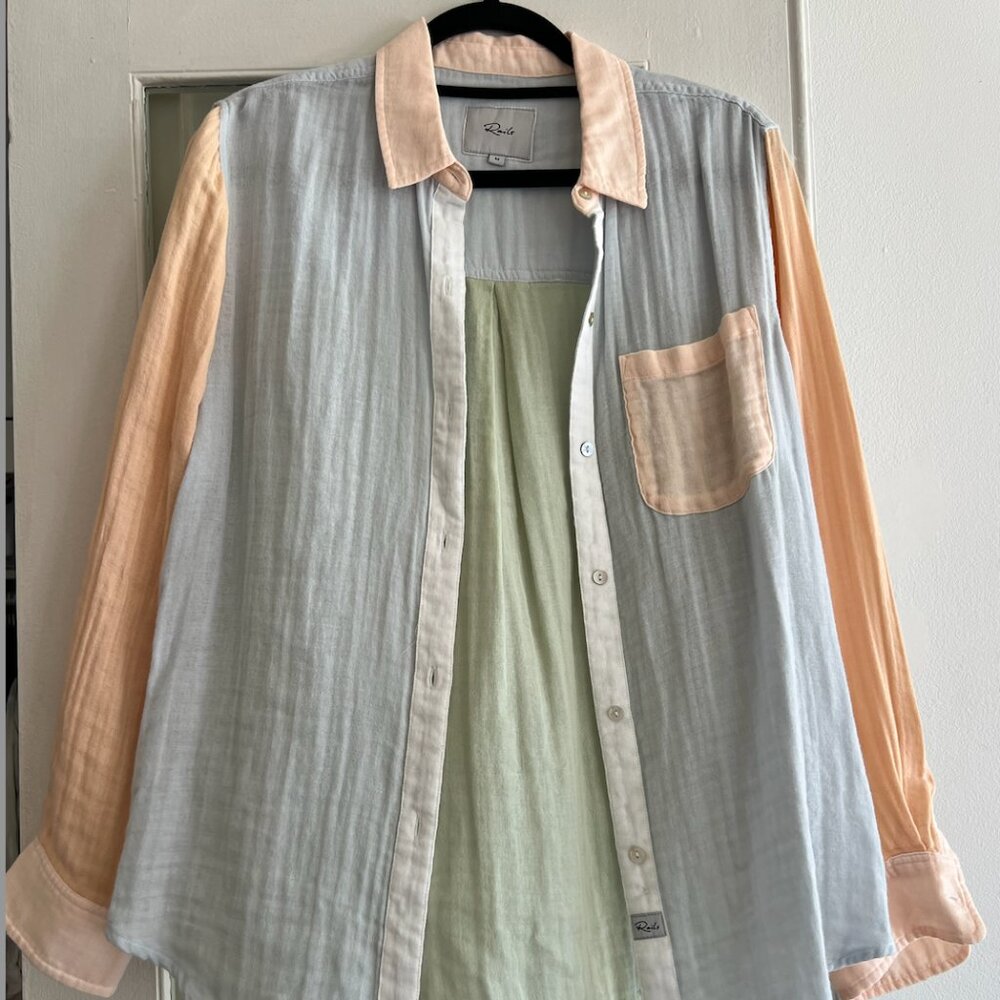 Rails Ellis Shirt In Bermuda Color Block Size M - image 5